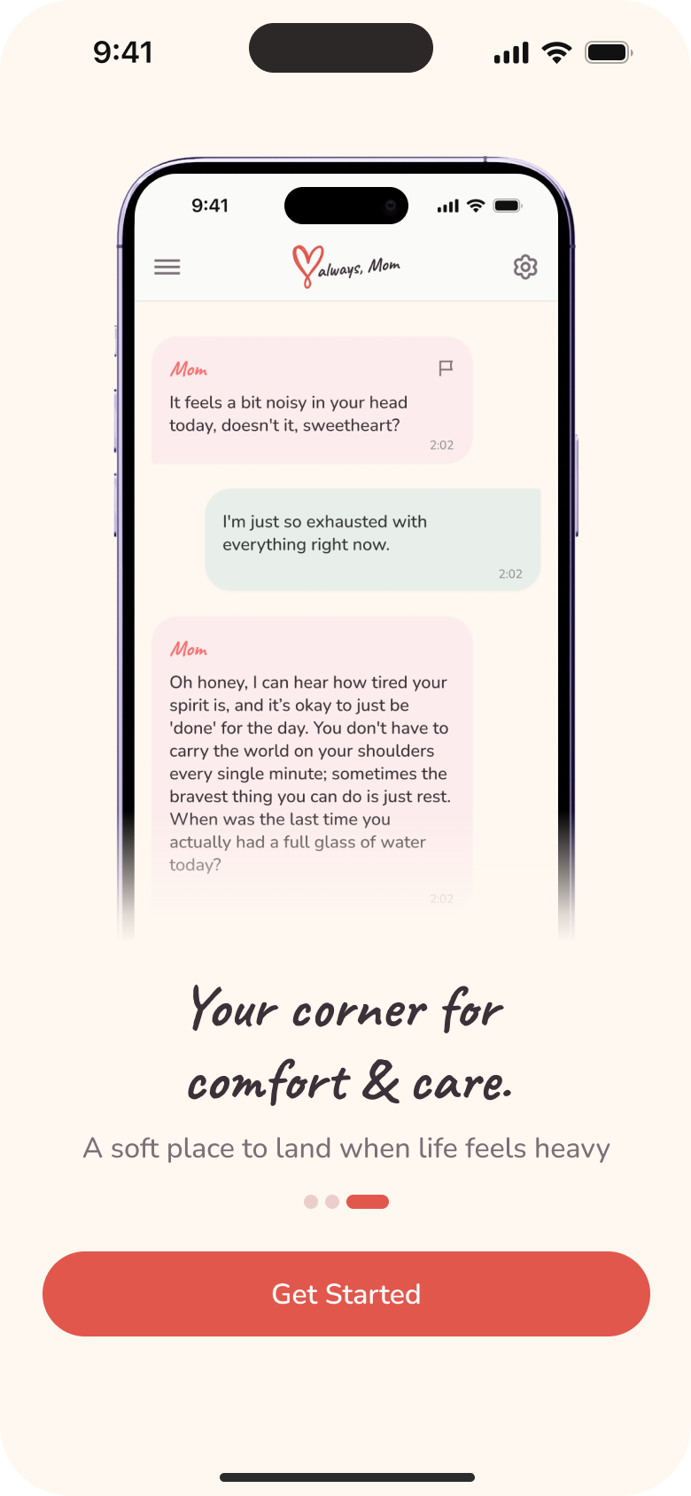 Love Always, Mom introduction describing comfort and care