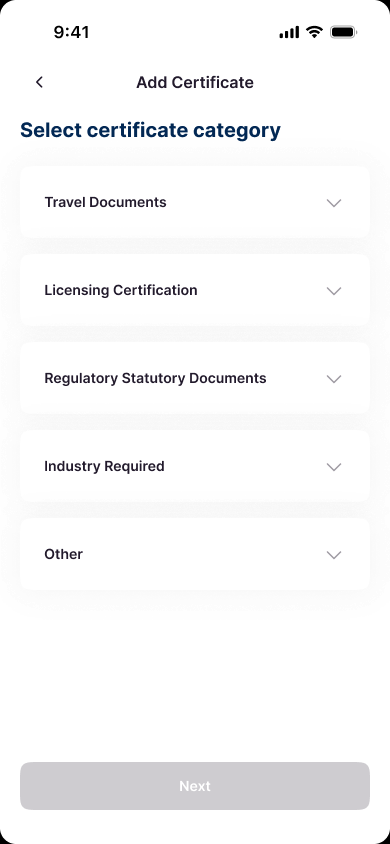 Wave certificate category selection