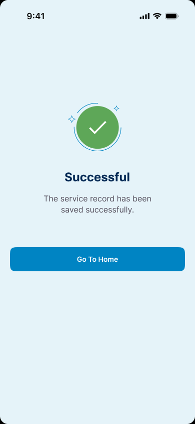 Wave success state after saving a service record